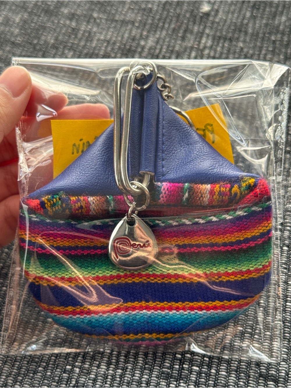 Souvenir ‘Peru’ Charm Coin Pouch Keychain Woven Textile - Picture 14 of 14